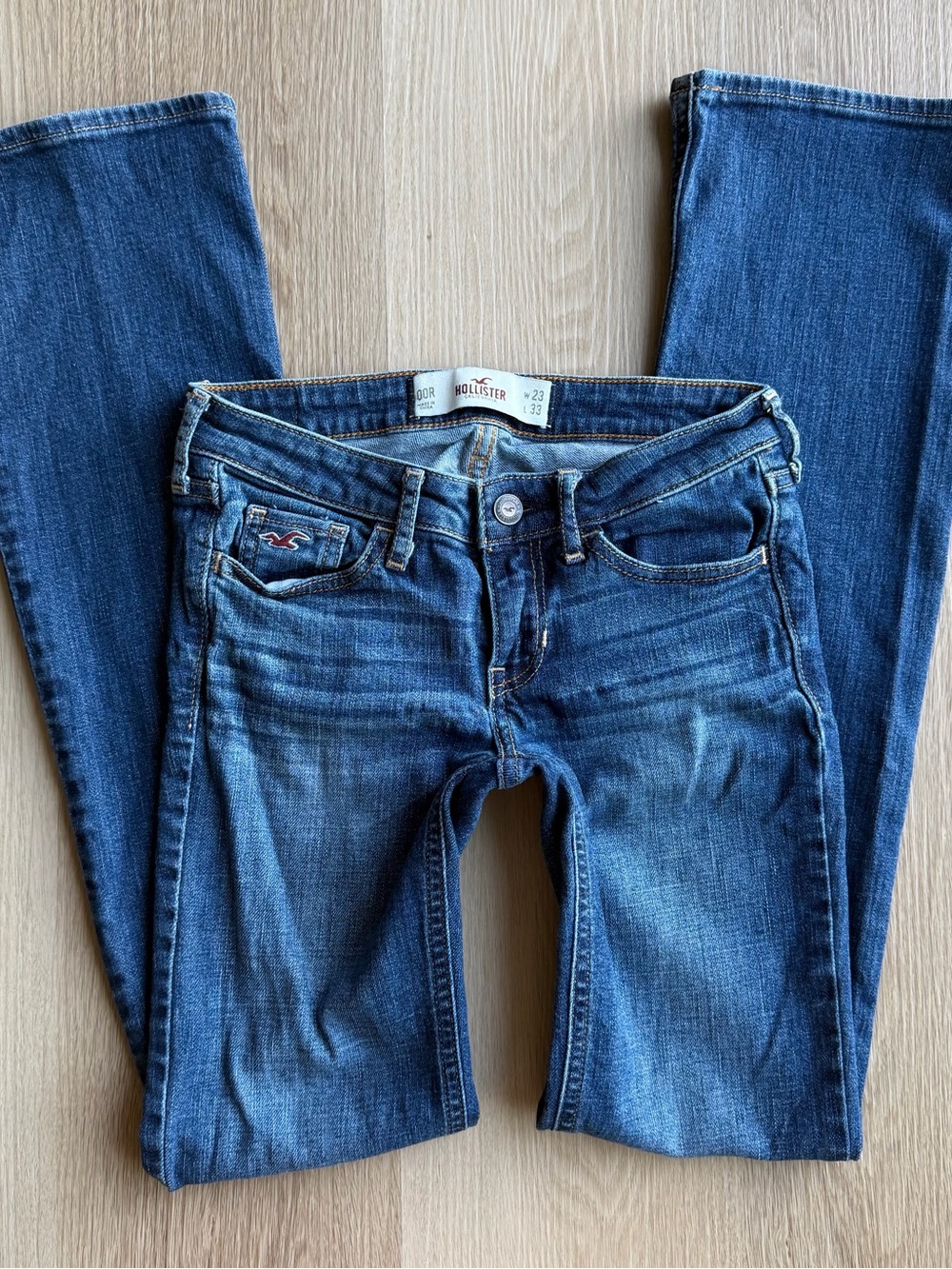 Hollister Women's Bootcut Jeans Blue Medium Wash Denim Low Rise 23